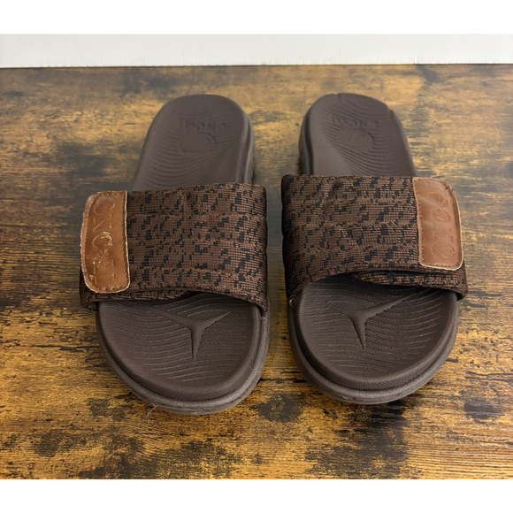 ONCAI Orthotic Sandals Slides Mens Sz 7.5 Brown Hook Loop Plantar Fasciitis - Picture 1 of 10